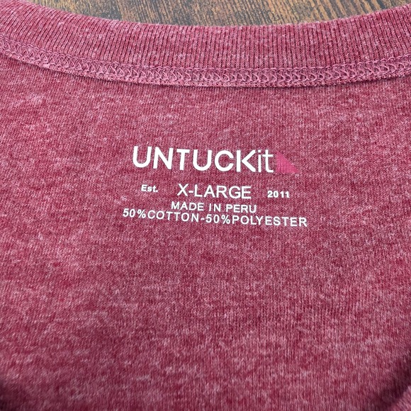 UNTUCKit Albarino Henley Shirt Mens XL Burgundy Red Long Sleeve 02078 Regular - Picture 4 of 7